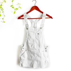 Rue21 White Denim Overall Dress with Fringe